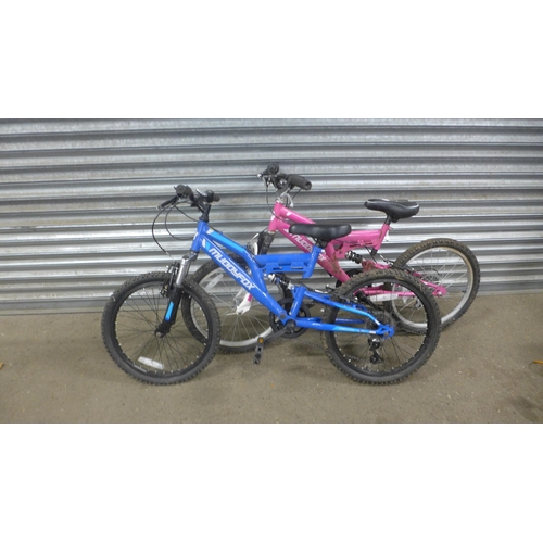 5125 - Two matching his and hers children's Muddy Fox full suspension mountain bikes