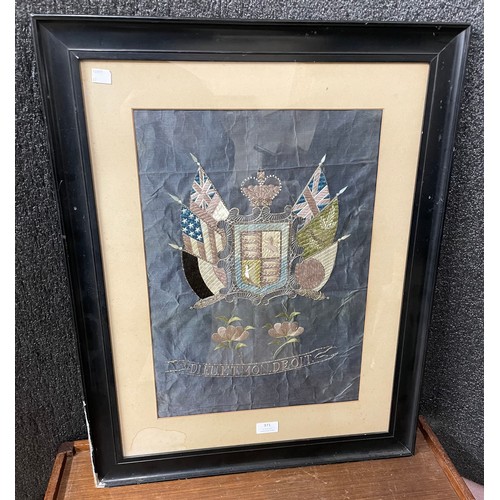 371 - A WWI allied forces regimental embroidery, framed