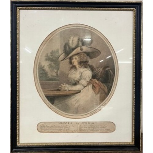 375 - A George Morland print, Della in Town, framed