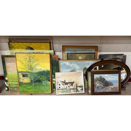 384 - Assorted oil paintings, watercolours and prints