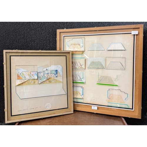 390 - Neville Smith - two 1970's geometric abstract studies, signed, exhibition label to verso, framed