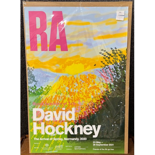 392 - David Hockney, The Arrival of Spring, Normandy 2020 Royal Academy poster, framed