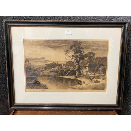 376 - An early 20th Century signed engraving, landscape, framed