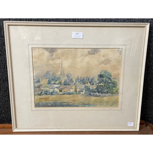 377 - Catherine M. Pell, Breadsall Church, Derbyshire, watercolour, framed