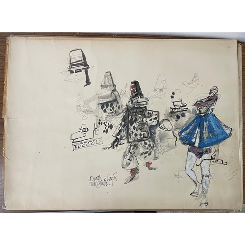 379 - Tom Gamble, two signed 1960's pen, ink and wash drawings for suggested costume designs in Shakesperi... 