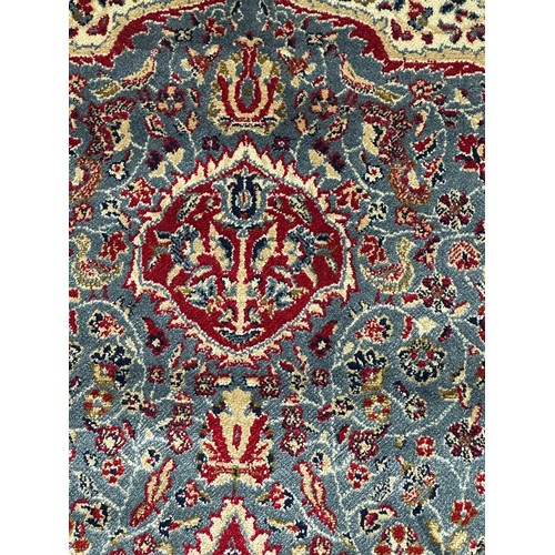 3192A - A duck egg blue ground cashmere medallion  design rug 230 x 160