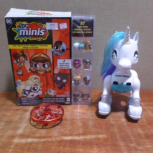 6059 - Power unicorn toy, DC minis micro comic book figures and a Hoverstar flying UFO  (351-545,573) *This... 