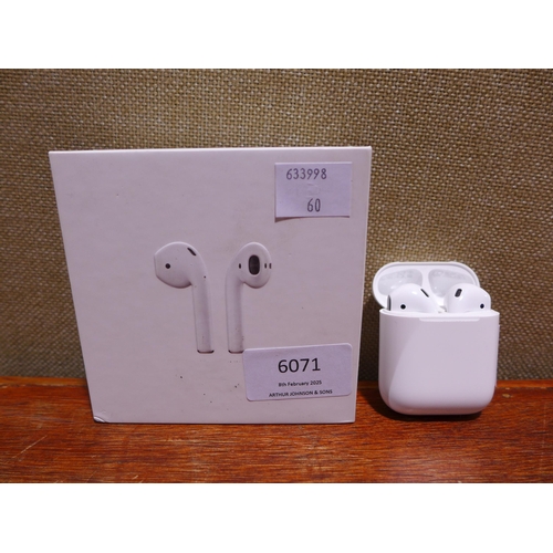 6071 - Apple AirPods with charging case (2nd generation) model no: mv7n2zm/a, Original RRP £99.99 + VAT (35... 