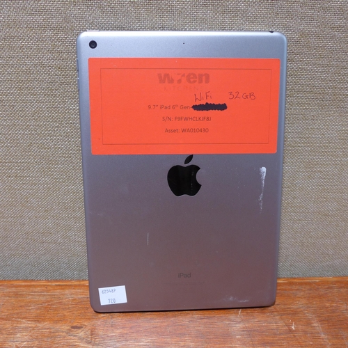 6150 - Apple iPad Space Grey 32GB (6th generation) model no: mr7f2b/a (480-720) *This lot is subject to VAT