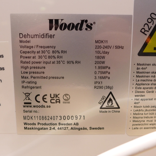 6204 - Woods 10L dehumidifier, model no: mdk11, Original RRP £124.99 + VAT (351-154) *This lot is subject t... 