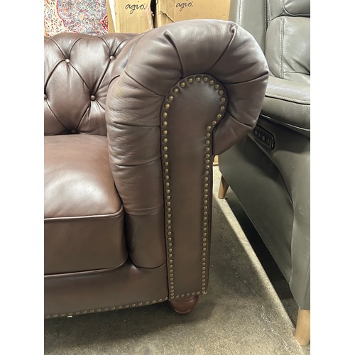 3192 - An Allington 3 Seater brown leather chesterfield style sofa, original RRP £1666.66 + VAT (4223-11) *... 