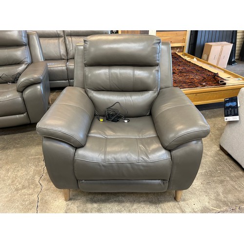 3193 - An Ava storm grey leather power reclining armchair, original RRP £549.99 + VAT (4221-14) *This lot i... 