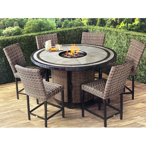 3274 - An Agio Anderson 7 piece high dining set - (damaged top), original RRP £1666.66 + VAT (4221-4) *This... 