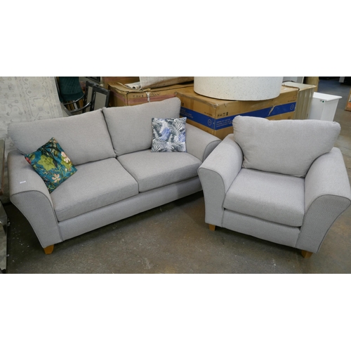 3037 - A SCS beige woven 2 seater sofa and armchair