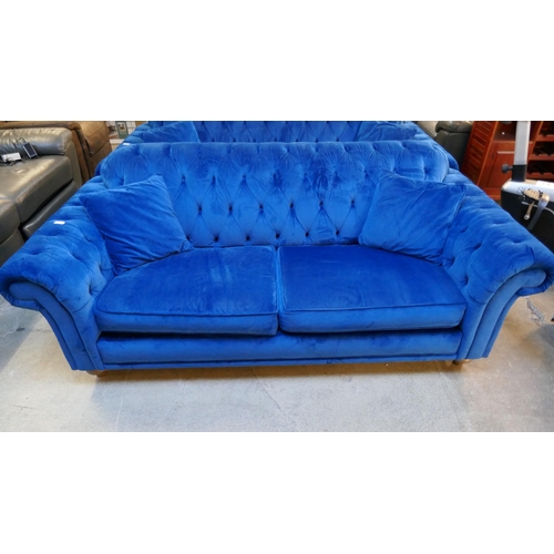 3075 - A blue velvet Bordeaux 3 seater sofa, original RRP £833.33 + VAT (4220-10) *This lot is subject to V... 