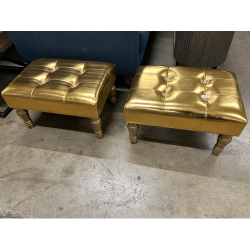 3077 - Two gold footstools