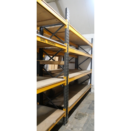 8007 - A Dexion heavy-duty pallet rack measuring 3m (H) x 3m (W) x 0.9m (D) with four reinforced 1