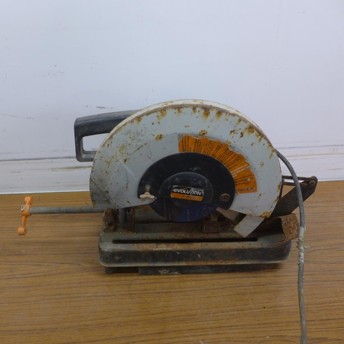 5031 - An Evolution Rage 110v metal cutting chop saw
**FAILED PAT TEST DUE TO DAMAGED CABLE** and a Bosch U... 