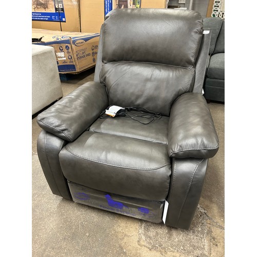 3189 - A Kuka Callie slate grey leather power reclining armchair, Original RRP £458.33 + VAT (4221-43) *Thi... 