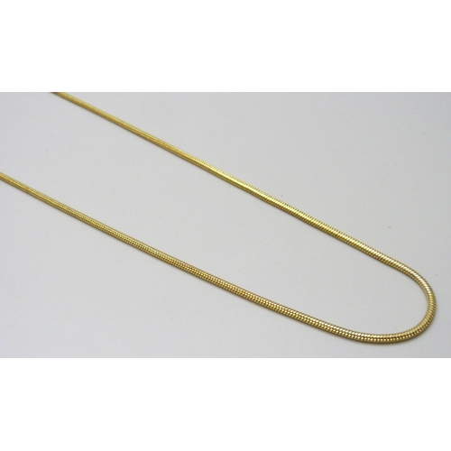 7012 - A 9ct gold snake chain necklace, 15.5g, 66cm