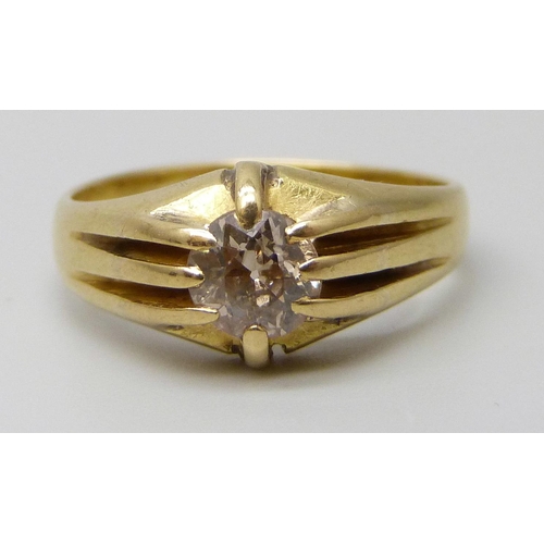 7024 - An 18ct gold diamond solitaire ring, approximately .65ct, 4.6g, L