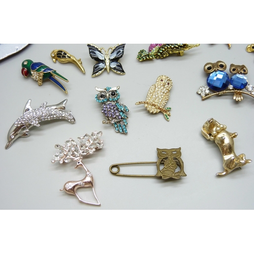 7141 - Twenty animal related brooches