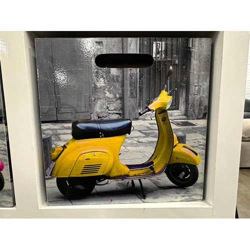 3053 - Four cube scooter storage cabinet on castors