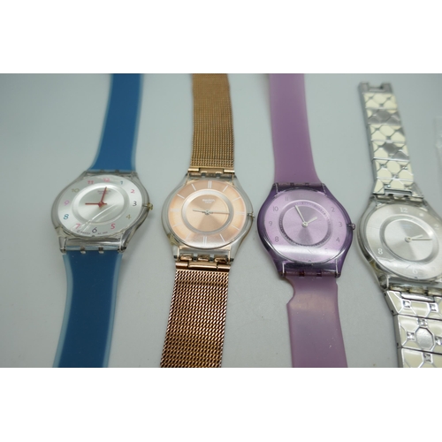 7188 - Four Ultra Slim Skin Swatch watches