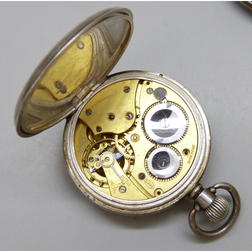 7193 - A Services Army pocket watch, and a silver cased example with DF&C movement