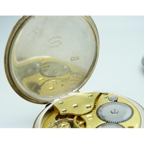 7193 - A Services Army pocket watch, and a silver cased example with DF&C movement