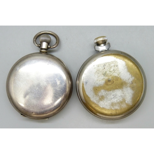 7193 - A Services Army pocket watch, and a silver cased example with DF&C movement