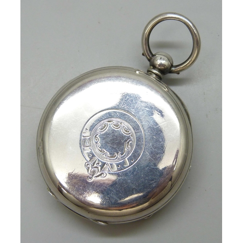 7197 - A silver cased Fattorini & Sons Chronometer pocket watch, Birmingham 1888