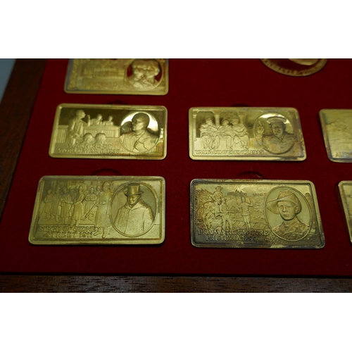 7243 - A set of Pobjoy Mint silver ingots, The Centenary of Sir Winston Churchill, 22ct gold on silver, 197... 