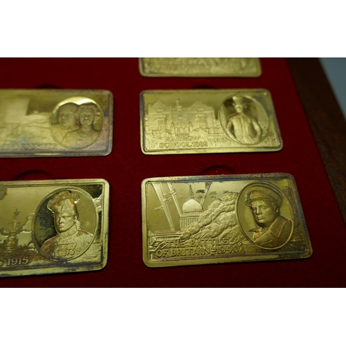 7243 - A set of Pobjoy Mint silver ingots, The Centenary of Sir Winston Churchill, 22ct gold on silver, 197... 