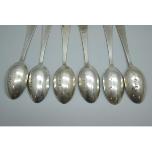 7248 - A set of six silver teaspoons, George V Silver Jubilee, and a silver napkin ring, 65g