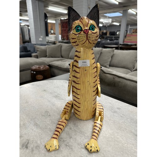 3066 - A large wooden sitting cat decoration