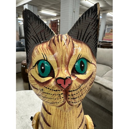 3066 - A large wooden sitting cat decoration