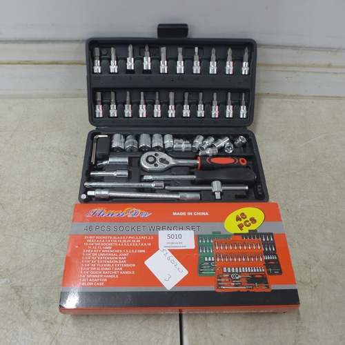 5010 - A cased 46 piece socket set, unused