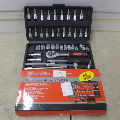 5011 - A cased 46 piece socket set, unused