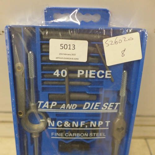 5013 - A 40 piece tap and die set, sealed, unused