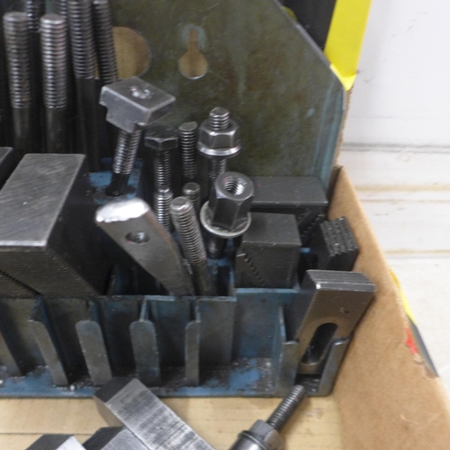 5025 - A milling machine or other clamp set and a large precision 'V' block