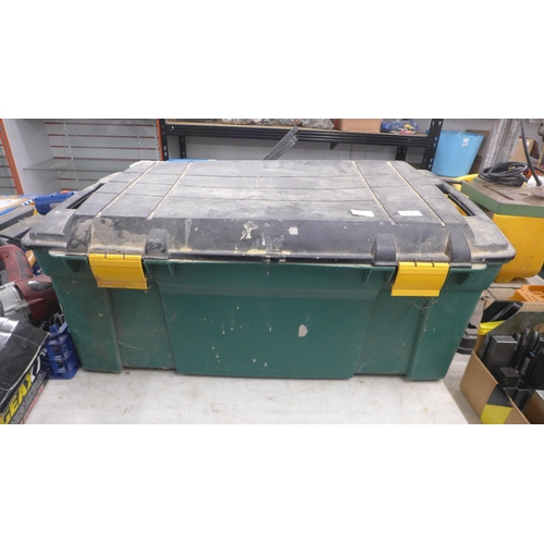 5026 - A plastic tool chest containing various tools including 2 air powered frame nailer/staplers, Stanley... 