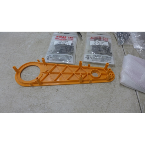 5037 - A quantity of chainsaw equipment and spares including a Katsu chain sharpener, an Aosome protective ... 