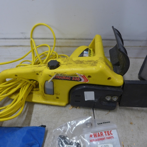 5049 - A McCulloch Electramac 335, 240V, electric chainsaw with chain guard, tool kit, Oregon chainsaw glov... 