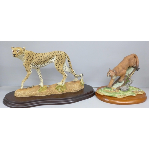 2001 - A Brooks & Bentley model of a puma and a Country Artists model of a cheetah, puma a/f