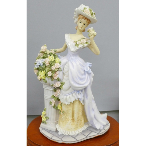 2002 - Four figures; Royal Worcester Sweetest Valentine, two Franklin Mint, one ‘Arabella’, by the Georgett... 