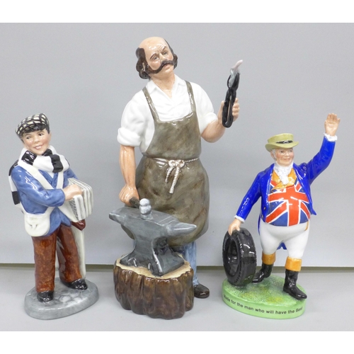 2004 - Three Royal Doulton figures comprising 'Old Ben', 'John Bull Tyre Man' and 'The Blacksmith', two box... 