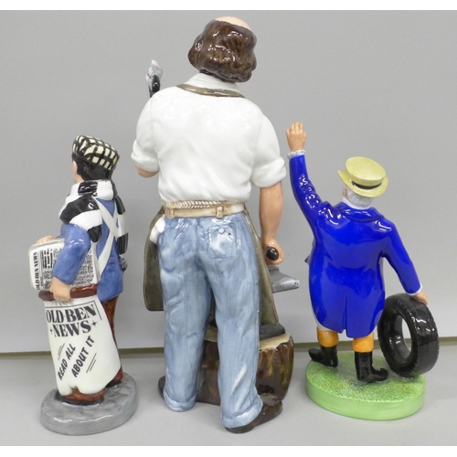 2004 - Three Royal Doulton figures comprising 'Old Ben', 'John Bull Tyre Man' and 'The Blacksmith', two box... 