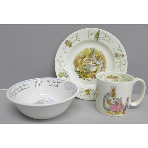 2009 - A Wedgwood Peter Rabbit Nursery Ware cup, bowl and plate