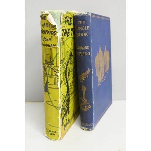 2015 - Two volumes; The Day of the Triffids, John Wyndham, first edition and The Jungle Book, Rudyard Kipli... 